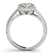 Load image into Gallery viewer, Round Diamond Floral Motif Engagement Ring in 14k White Gold (1 3/8 cttw)
