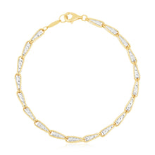 Load image into Gallery viewer, 14k Two Tone Gold High Polish Diamond Cut Link Chain Bracelet
