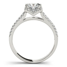 Load image into Gallery viewer, 14k White Gold Princes Cut Halo Split Shank Diamond Engagement Ring (2 cttw)
