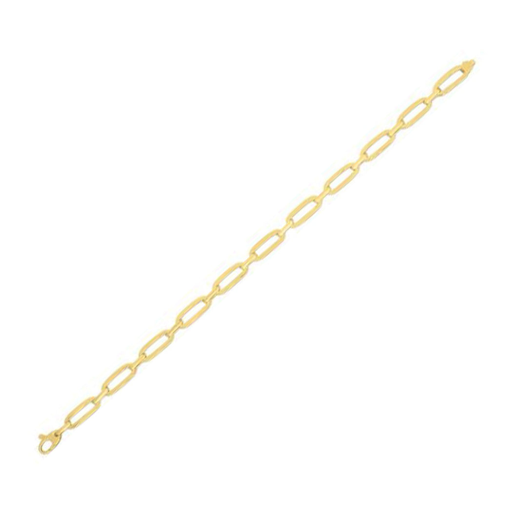 14k Yellow Gold 7 1/4 inch Bombay Paperclip Chain Bracelet-0