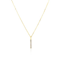 Load image into Gallery viewer, 14k Yellow Gold Bar Pendant with Diamonds
