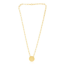 Load image into Gallery viewer, 14k Yellow Gold High Polish Circle Disc Paperclip Link Necklace
