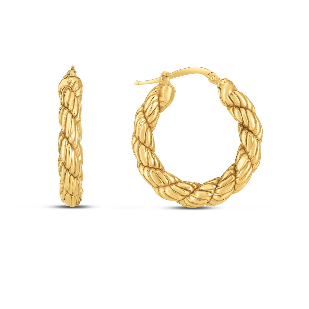 14k Yellow Gold Rope Hoop Earrings-0