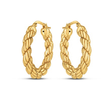 Load image into Gallery viewer, 14k Yellow Gold Rope Hoop Earrings-1
