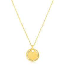 Load image into Gallery viewer, 14k Yellow Gold High Polish Diamond Round Disc Tag Necklace
