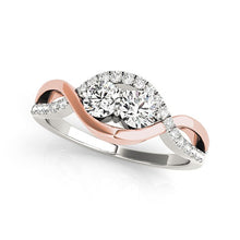 Load image into Gallery viewer, 14k White And Rose Gold Infinity Style Two Stone Diamond Ring (5/8 cttw)
