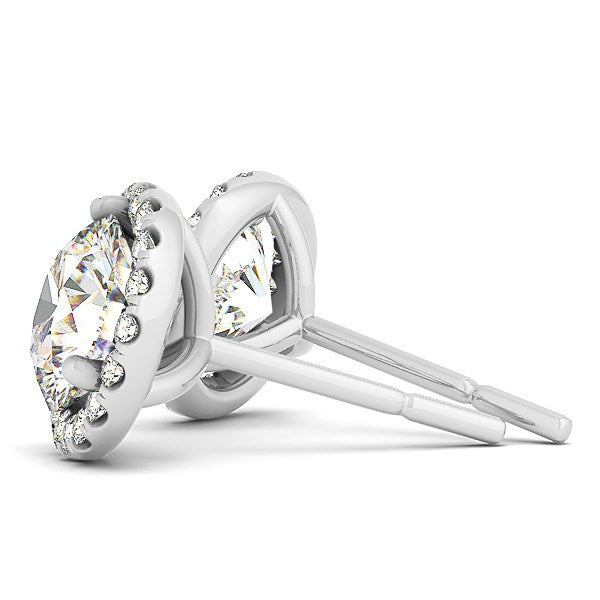 14k White Gold Round Prong Halo Style Earrings (1 cttw)