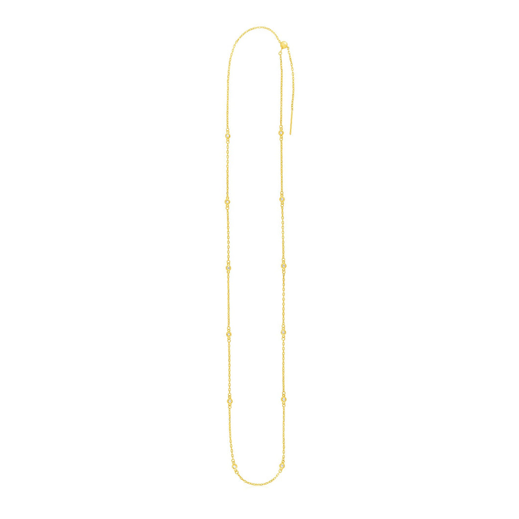 Endless Adjustable Diamond Pendant Chain in 14k Yellow Gold (3.0mm)