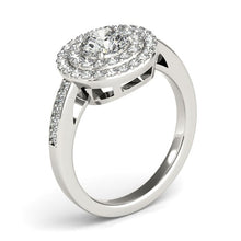 Load image into Gallery viewer, 14k White Gold Round with Two-Row Halo Diamond Engagement Ring (1 1/2 cttw)
