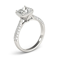 Load image into Gallery viewer, 14k White Gold Halo Pave Band Diamond Engagement Ring (1 1/3 cttw)
