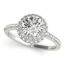 Load image into Gallery viewer, 14k White Gold Classic Round Diamond Pave Design Engagement Ring (1 1/2 cttw)
