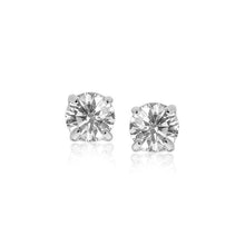 Load image into Gallery viewer, 14k White Gold Stud Earrings with White Hue Faceted Cubic Zirconia
