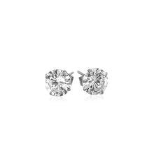 Load image into Gallery viewer, 14k White Gold Stud Earrings with White Hue Faceted Cubic Zirconia
