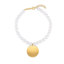 Load image into Gallery viewer, 14k Yellow Gold Pearl Tag Charm Bracelet-1
