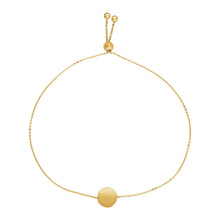 Load image into Gallery viewer, Adjustable Bracelet with Shiny Circle in 14k Yellow Gold
