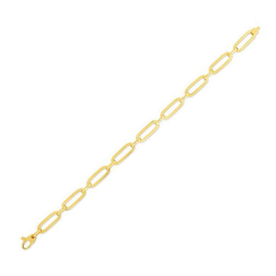 14k Yellow Gold 7 1/4 inch Bombay Paperclip Chain Bracelet-0