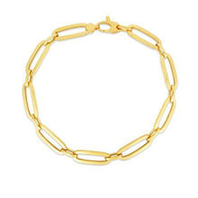 Load image into Gallery viewer, 14k Yellow Gold 7 1/4 inch Bombay Paperclip Chain Bracelet-1
