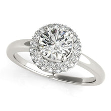 Load image into Gallery viewer, Diamond Engagement Ring with Pave Halo Stones in 14k White Gold (1 3/8 cttw)
