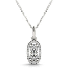 Load image into Gallery viewer, Outer Oval Shaped Two Stone Diamond Pendant in 14k White Gold (5/8 cttw)
