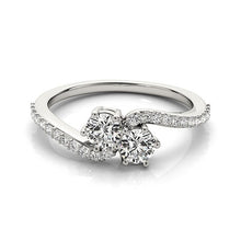 Load image into Gallery viewer, Curved Band Two Stone Diamond Ring in 14k White Gold (3/4 cttw)
