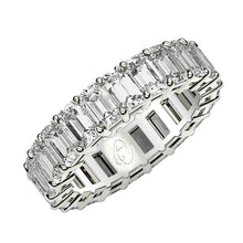 Load image into Gallery viewer, Emerald Cut Lab Grown Diamond Eternity Ring in 14k White Gold (3 cttw FG/VS2)-0
