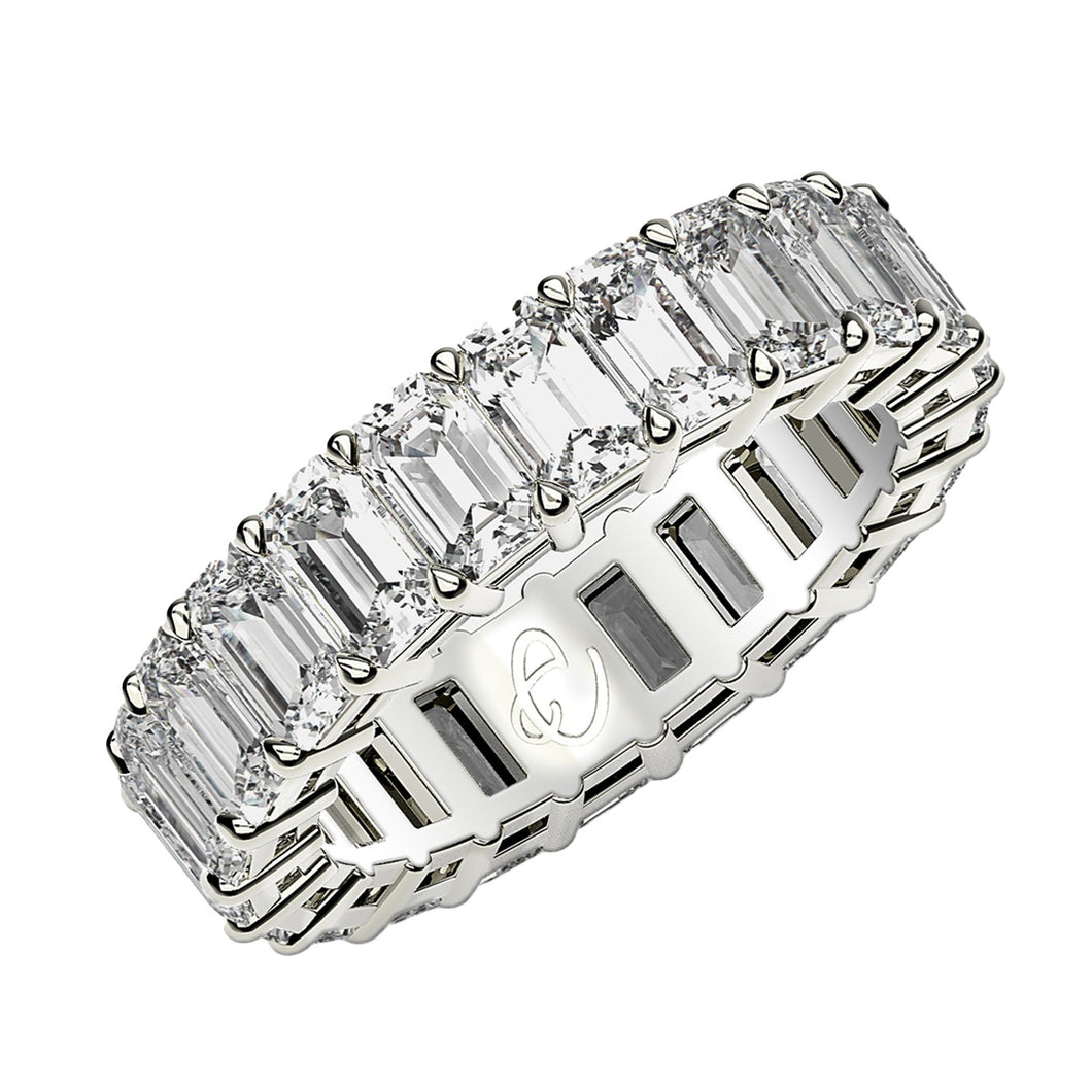 Emerald Cut Lab Grown Diamond Eternity Ring in 14k White Gold (3 cttw FG/VS2)-0