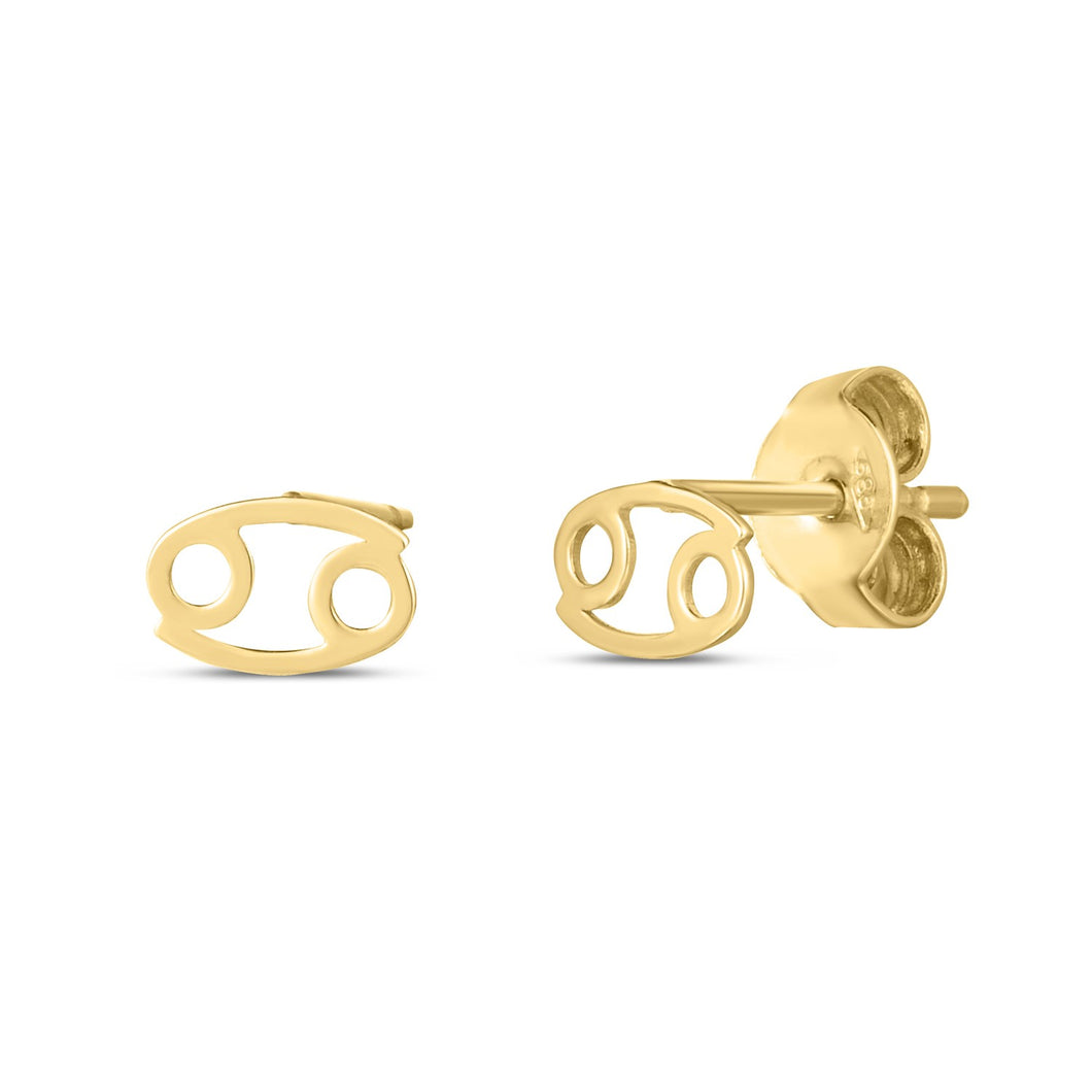 14k Yellow Gold Cancer Stud Earrings-0