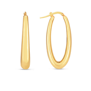 14k Yellow Gold Elongated Oval Hoops-0