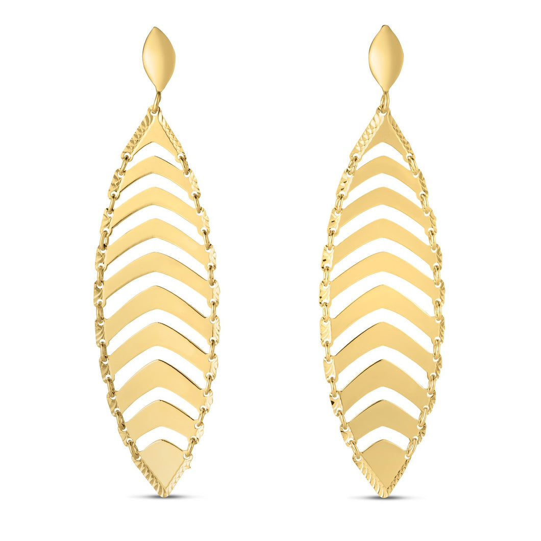 14k Yellow Gold Drop Leaf Earrings-0