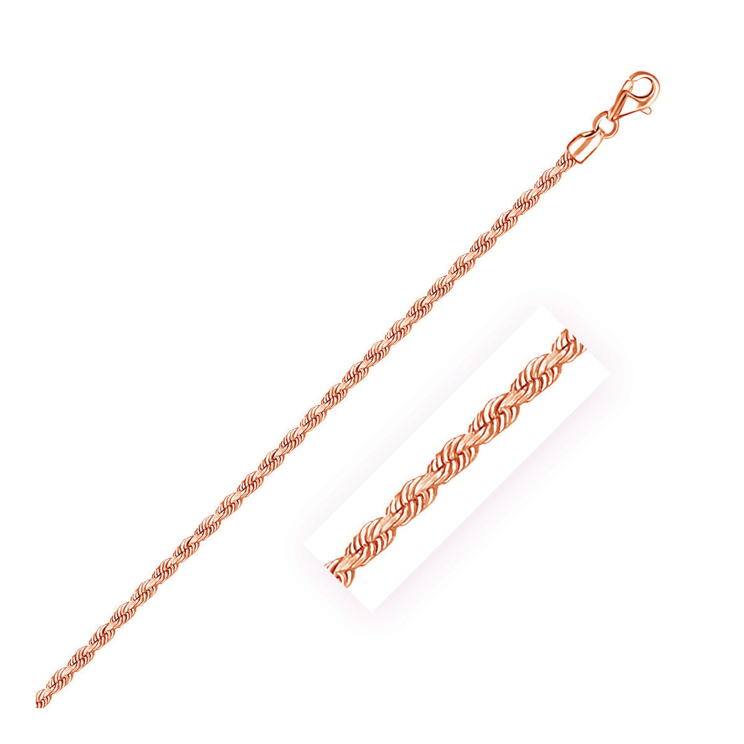 2.5mm 14k Rose Gold Solid Diamond Cut Rope Chain-0