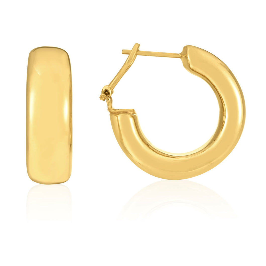 14k Yellow Gold Large Omega C Hoops-0