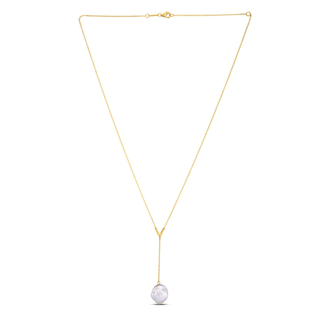 14k Yellow Gold Tesoro Pearl Lariat Necklace-0