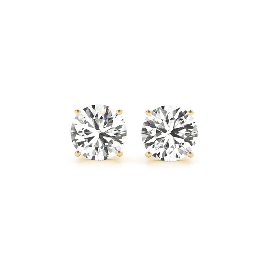 4 cttw Certified IGI Lab Grown Round Diamond Stud Earrings 14k Yellow Gold (G/VS2)-0