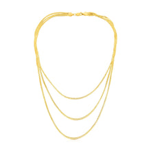 Load image into Gallery viewer, 14k Yellow Gold Three Strand Herringbone Chain Necklace
