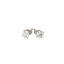 Load image into Gallery viewer, Sterling Silver Stud Earrings with White Hue Faceted Cubic Zirconia
