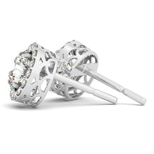 Load image into Gallery viewer, 14k White Gold Four Prong Round Halo Diamond Earrings (1 1/6 cttw)
