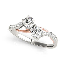 Load image into Gallery viewer, Two Stone Diamond Ring with Curved Band in 14k White And Rose Gold (5/8 cttw)
