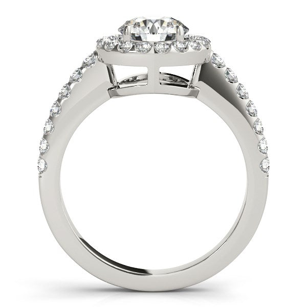 14k White Gold Classic with Pave Halo Diamond Engagement Ring (1 1/2 cttw)