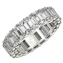 Load image into Gallery viewer, Emerald Cut Lab Grown Diamond Eternity Ring in 14k White Gold (7 cttw FG/VS2)-0
