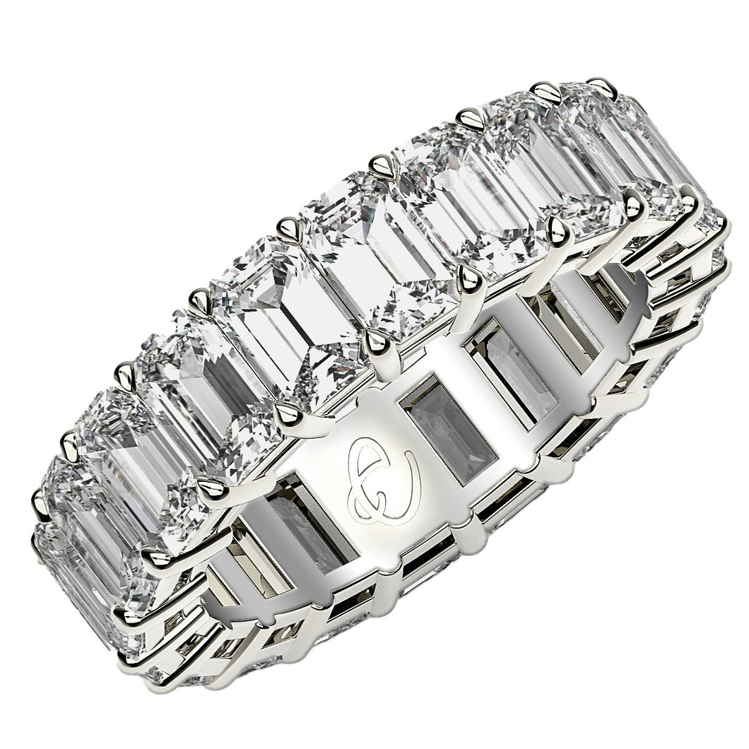 Emerald Cut Lab Grown Diamond Eternity Ring in 14k White Gold (7 cttw FG/VS2)-0