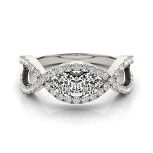 Load image into Gallery viewer, 14k White Gold Split Shank Infinity Two Stone Round Diamond Ring (1/2 cttw)
