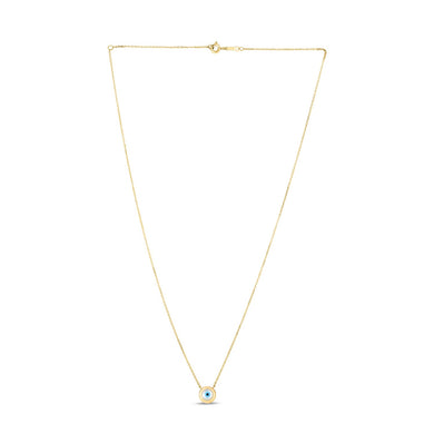 14k Yellow Gold MOP Evil Eye Necklace-0