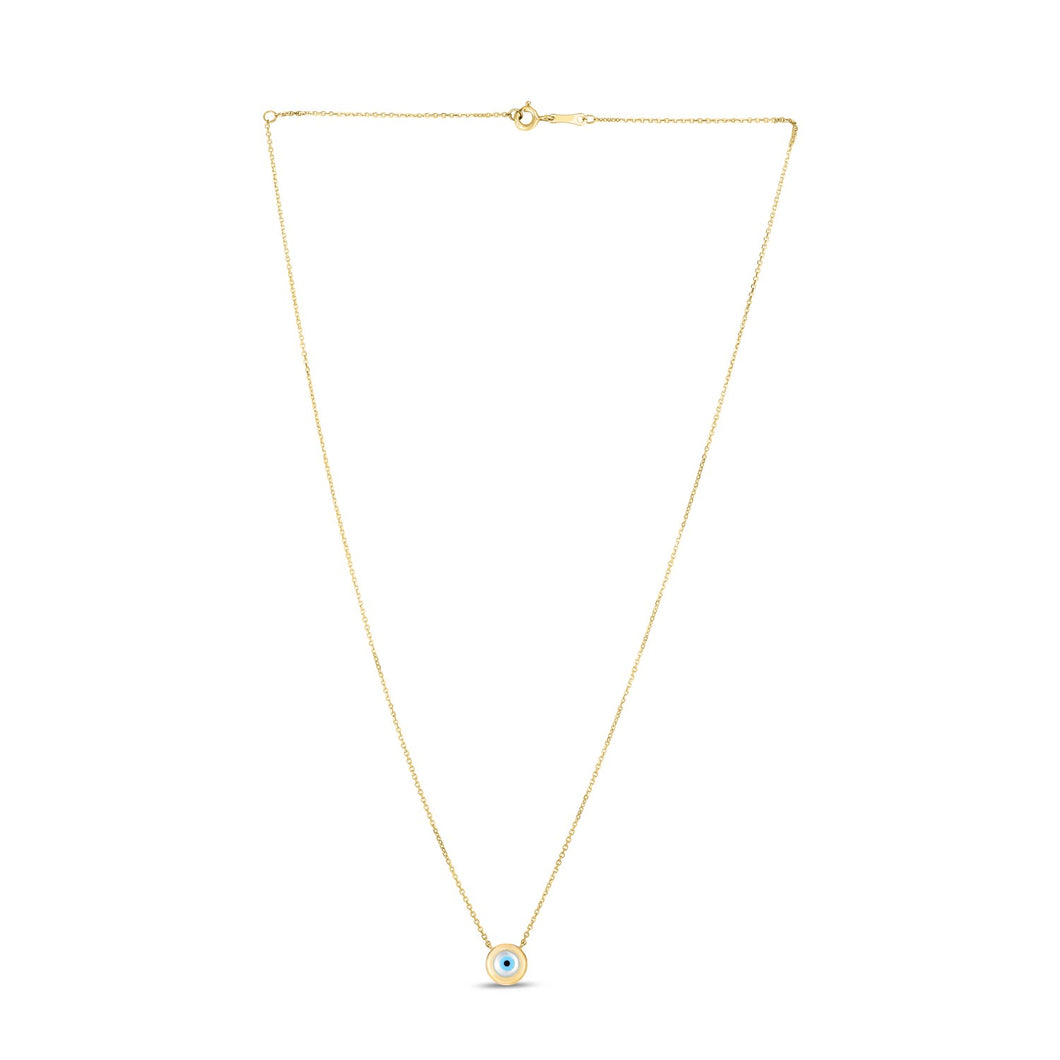 14k Yellow Gold MOP Evil Eye Necklace-0