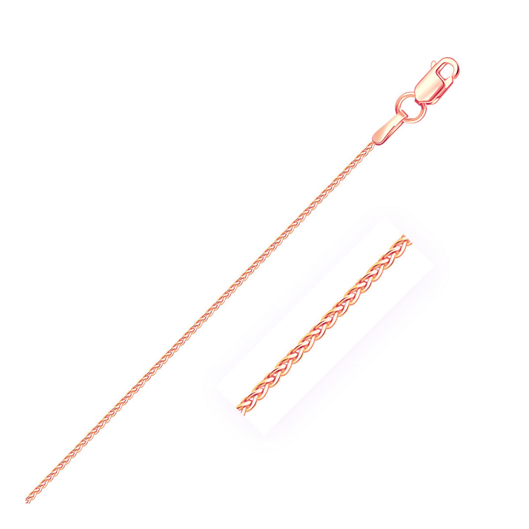 14k Rose Gold Round Wheat Chain 1.0mm-0