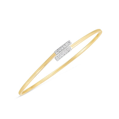 14k Two Tone Gold Diamond Bypass Bar Bangle-0