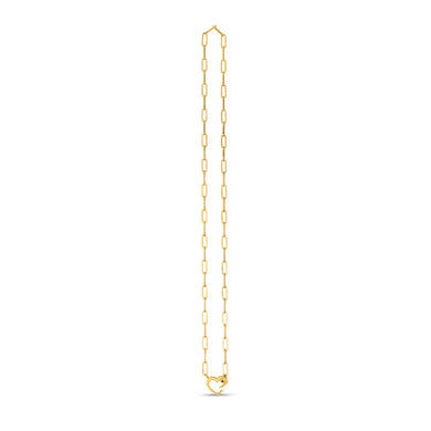 14k Yellow Gold Heart Element Paperclip Necklace-0