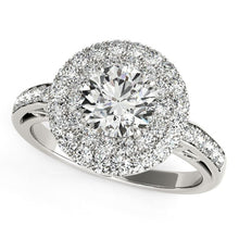 Load image into Gallery viewer, 14k White Gold Diamond with Two-Row Pave Border Engagement Ring (2 cttw)
