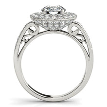 Load image into Gallery viewer, 14k White Gold Diamond with Two-Row Pave Border Engagement Ring (2 cttw)
