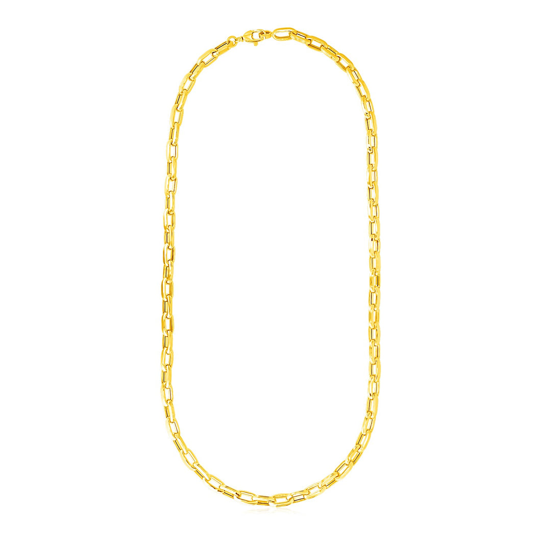 14k Yellow Gold Mens Paperclip Chain Necklace