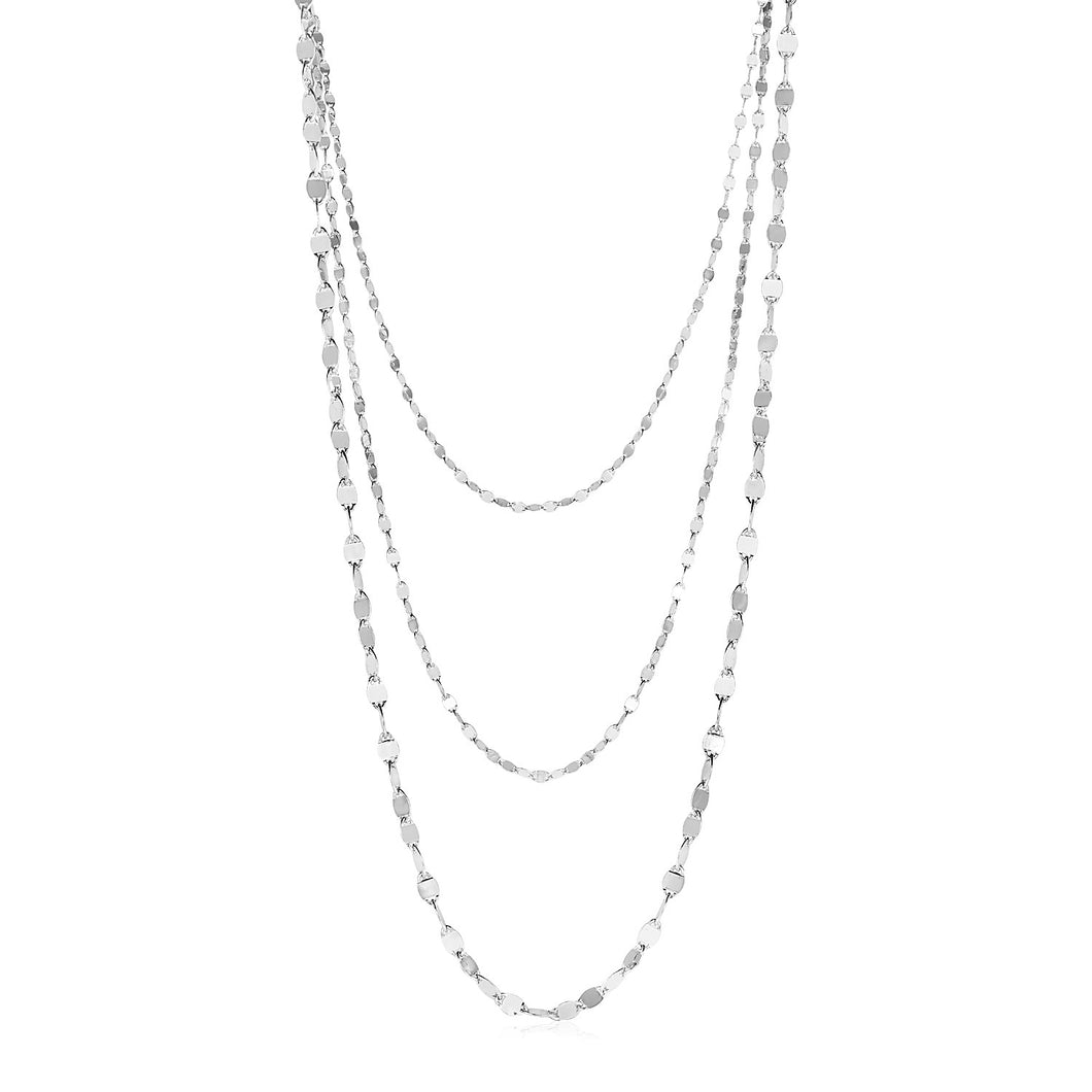 Sterling Silver Three Strand Marina Link Necklace